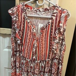 Women’s cap flutter sleeve floral pattern top